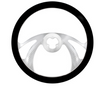 18" Chrome Aluminum "Scorpion" Style Steering Wheel With Black Leather Rim