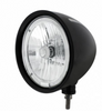 Black "Billet" Style Groove Headlight 9007 Bulb With Amber LED Halo Rim