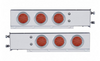 3-3/4" Bolt Pattern Chrome Spring Loaded Light Bar With 6X 12 Red LED 4" Reflector Lights (Pair)