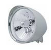 Motorcycle Chrome "Chopper" Headlight With Smooth Visor Crystal H4 Bulb