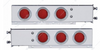3-3/4" Bolt Pattern Chrome Spring Loaded Light Bar With 6X 36 Red LED 4" Lights (Pair)