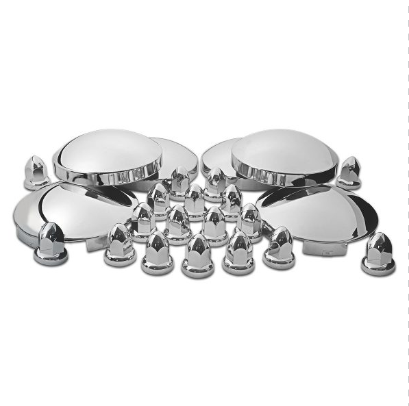 Wheel Accessories - Kit - Chrome Metal Front & Rear Hubcap Kit-Trux-THUB-C2