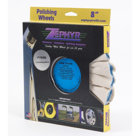 8 Inch White And Blue Super Shine Wheel-Zephyr-AWW58-8SS