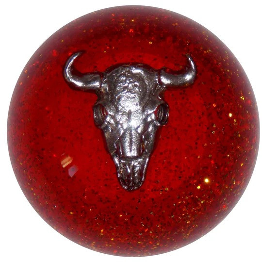 Orange Glitter Cow Skull Shift Knob-Twisted Shifterz-EM-COWSKL-GLTR-ORG