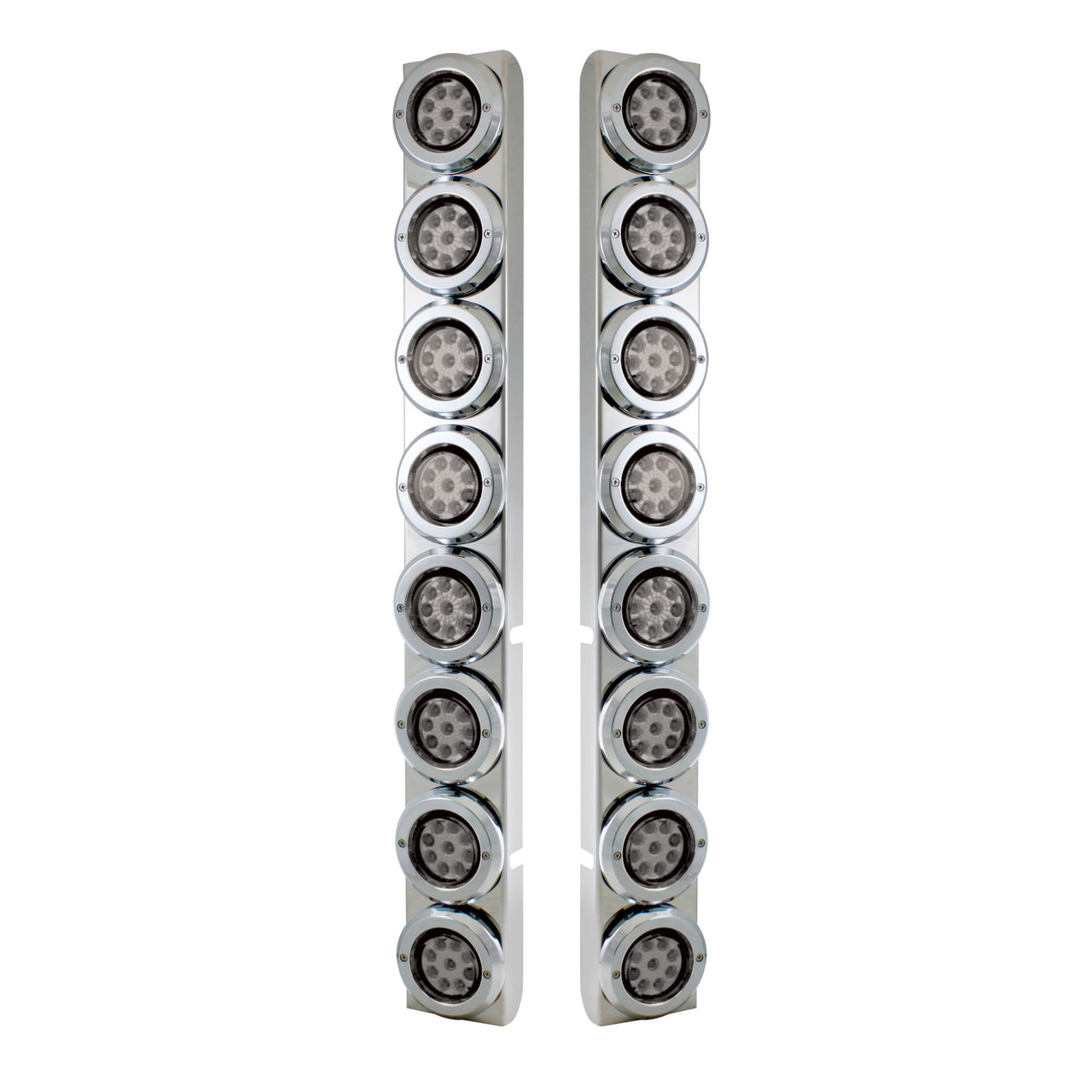 PB SS Rear Air Cleaner Bracket w/16X 9 LED 2" Reflector Lights & Bezels -Red LED/Clear Lens-United Pacific-37336