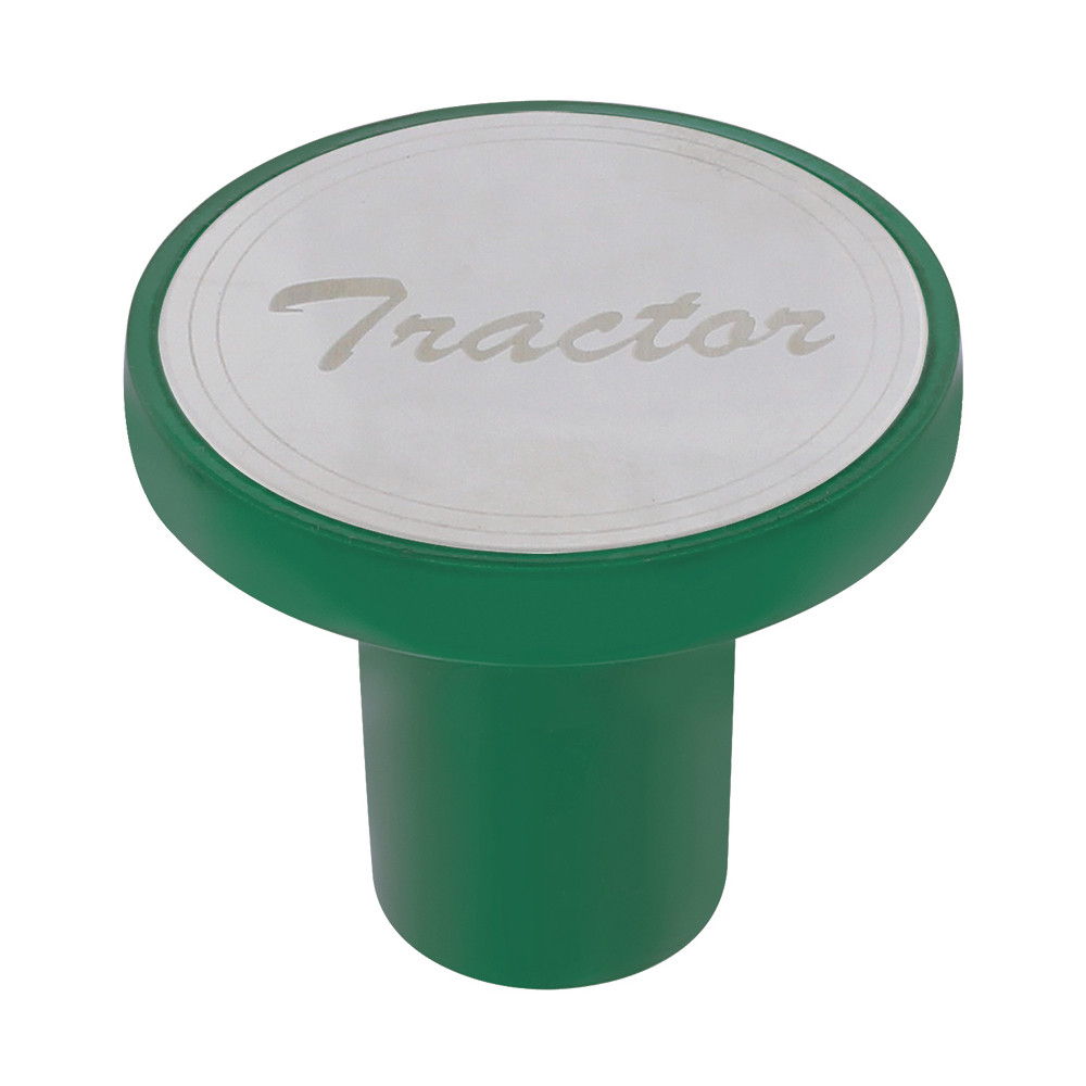 "Tractor" Aluminum Screw-On Air Valve Knob W/ Stainless Plaque - Emerald Green-United Pacific-22980