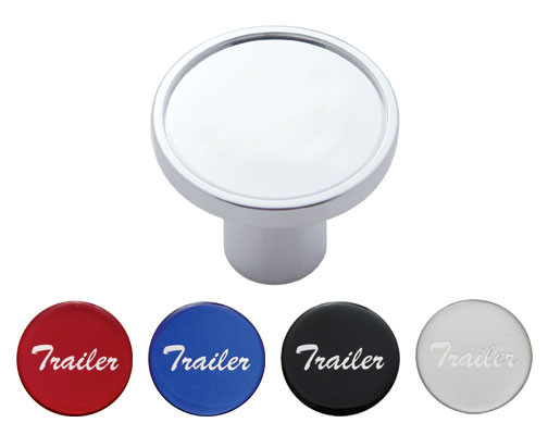 "Trailer" Chrome Aluminum Screw-On Air Valve Knob W/ Multi Color Glossy Sticker-United Pacific-22992