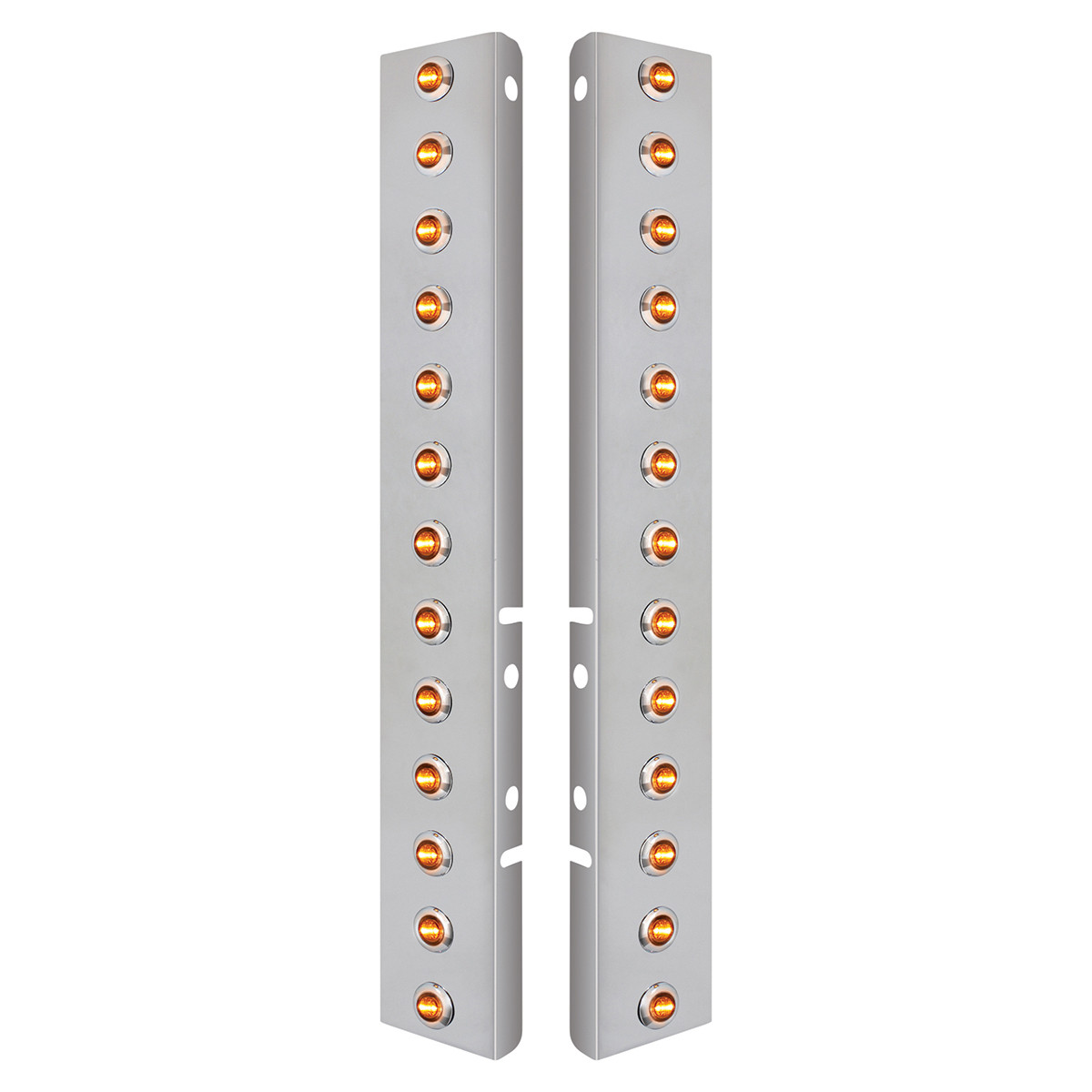 PB SS Front Air Cleaner Brkt w/26X 3 Amber LED Dual Function Mini Lights & SS Bezels -Clear Lens-United Pacific-34475