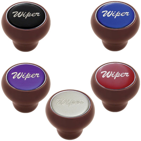 "Wiper" Wood Deluxe Dash Knob - Silver Glossy Sticker