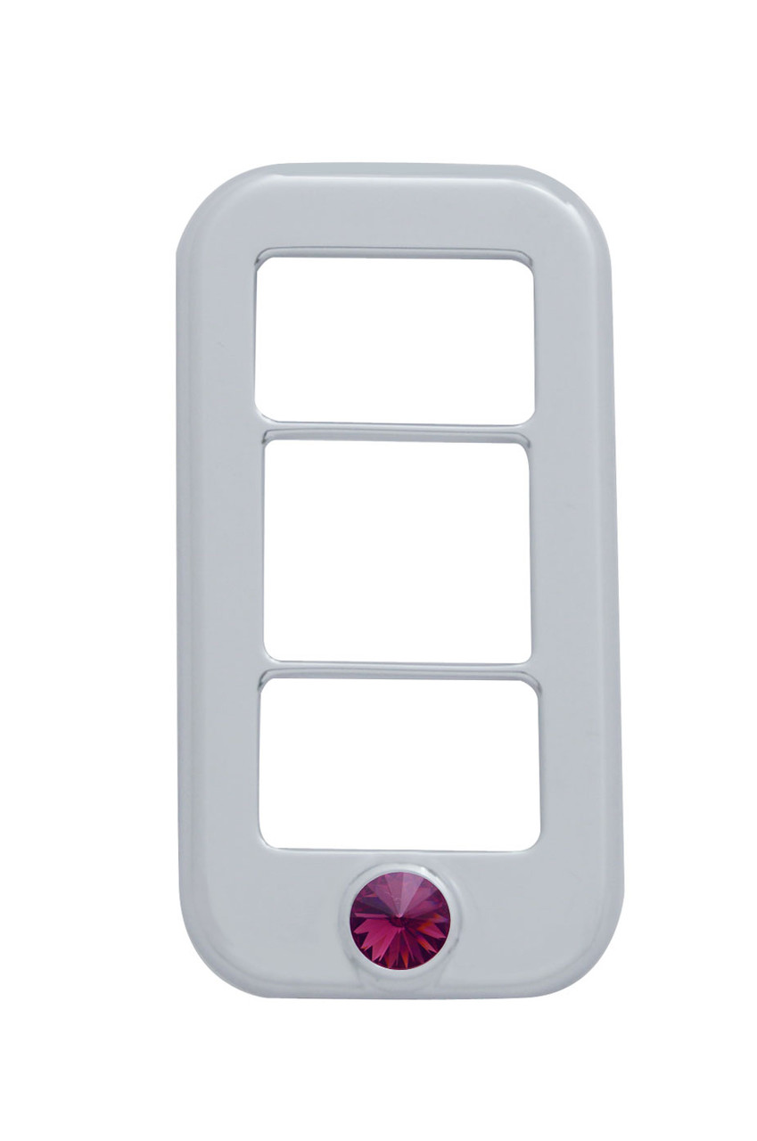 Rocker Switch Cover w/ 3 Openings w/ Purple Diamond For Freightliner (3 Pack)
