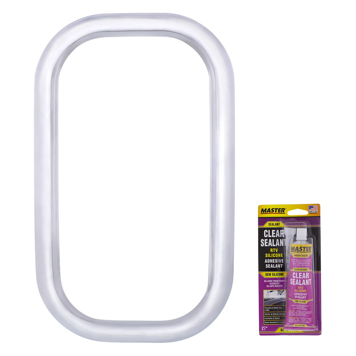 Chrome Exterior View Window Trim For 1989-2009 Freightliner FLD, 1989-2010 Classic - Includes Adhesive