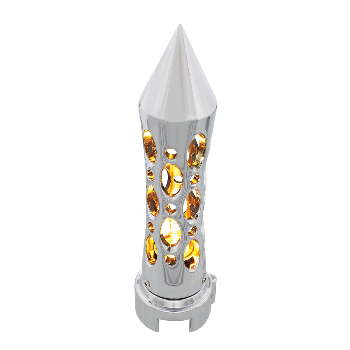 Chrome "Daytona" 13/15/18 Speed Spike Gearshift Knob w/ High Power LED - Amber