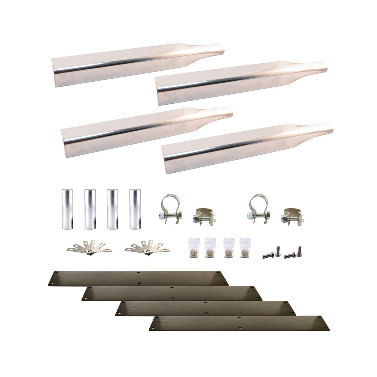 STAINLESS STEEL SINGLE AXLE FENDER MOUNTING KIT WITH TRIANGULAR MOUNTING ARMS (14 GA. | THREADED POST MOUNT)