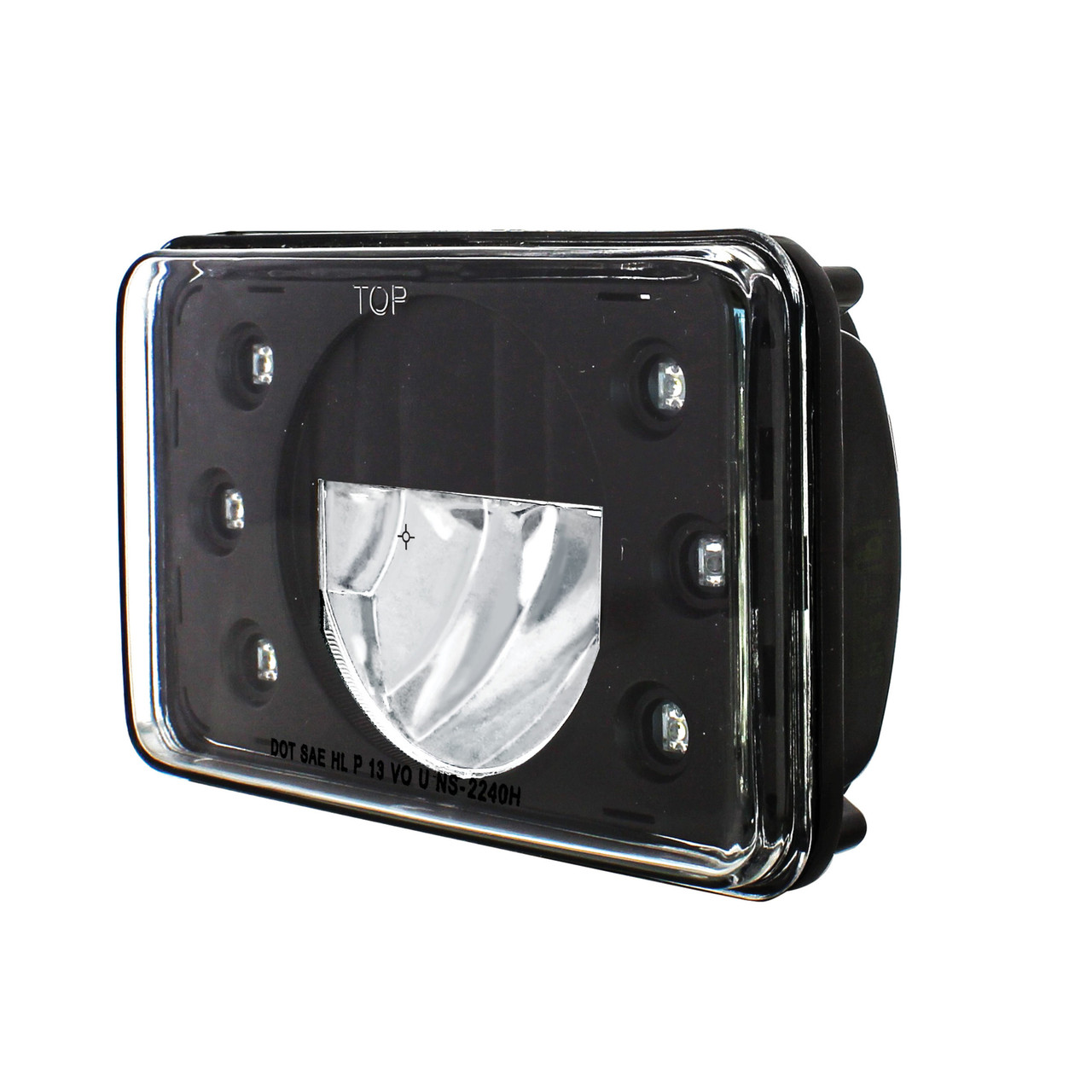 LED 4" X 6" Blackout Headlight W/ 6 White LED Position Lights - High Beam