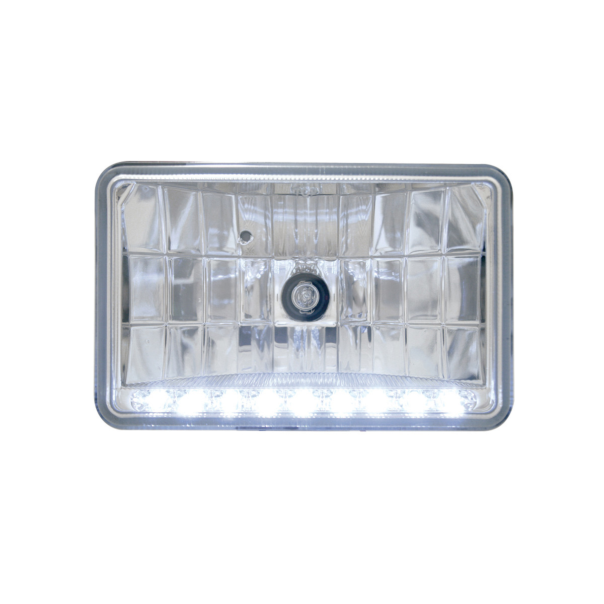 4" X 6" Crystal Headlight w/ 9 White LED Position Light - Low Beam