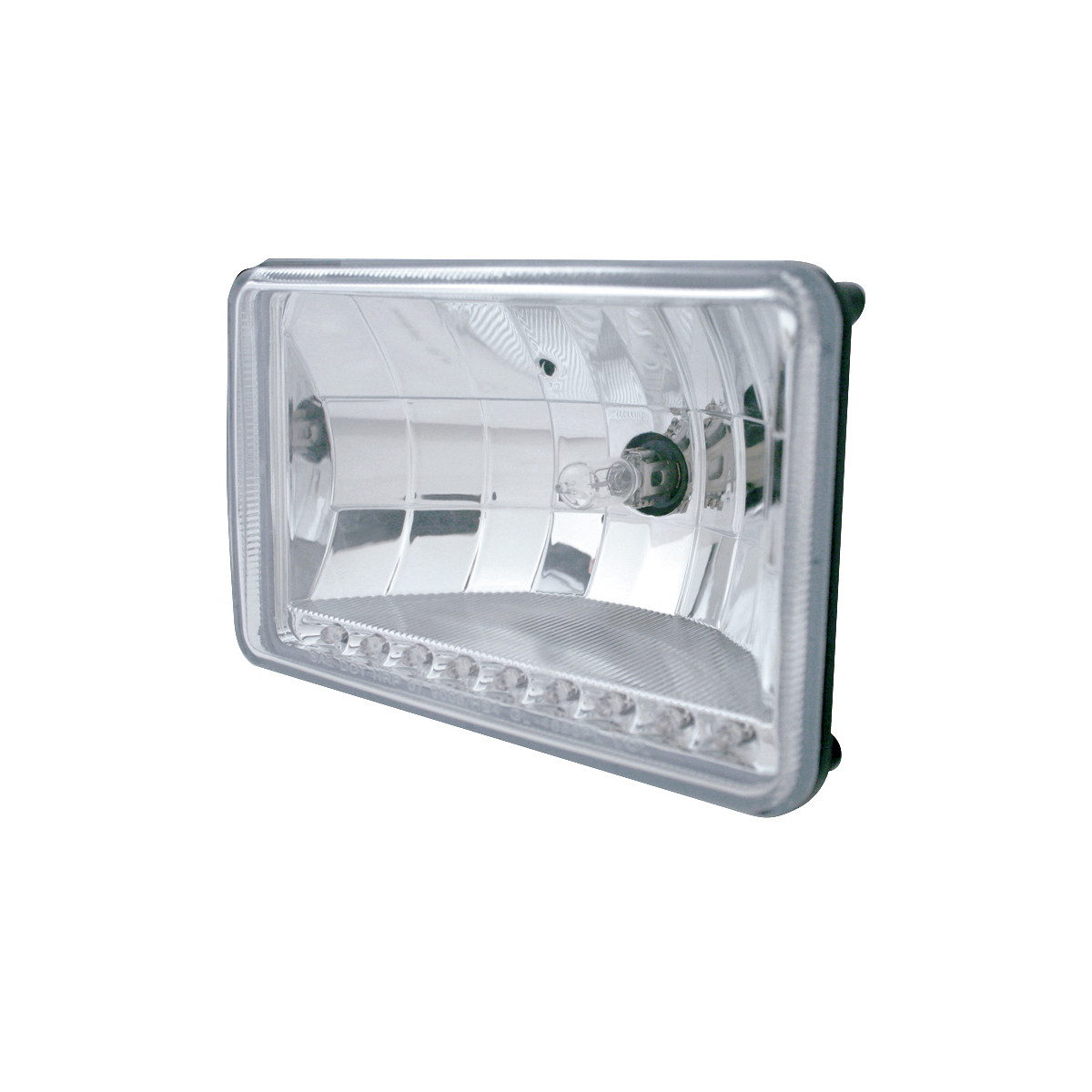 4" X 6" Crystal Headlight w/ 9 White LED Position Light - Low Beam