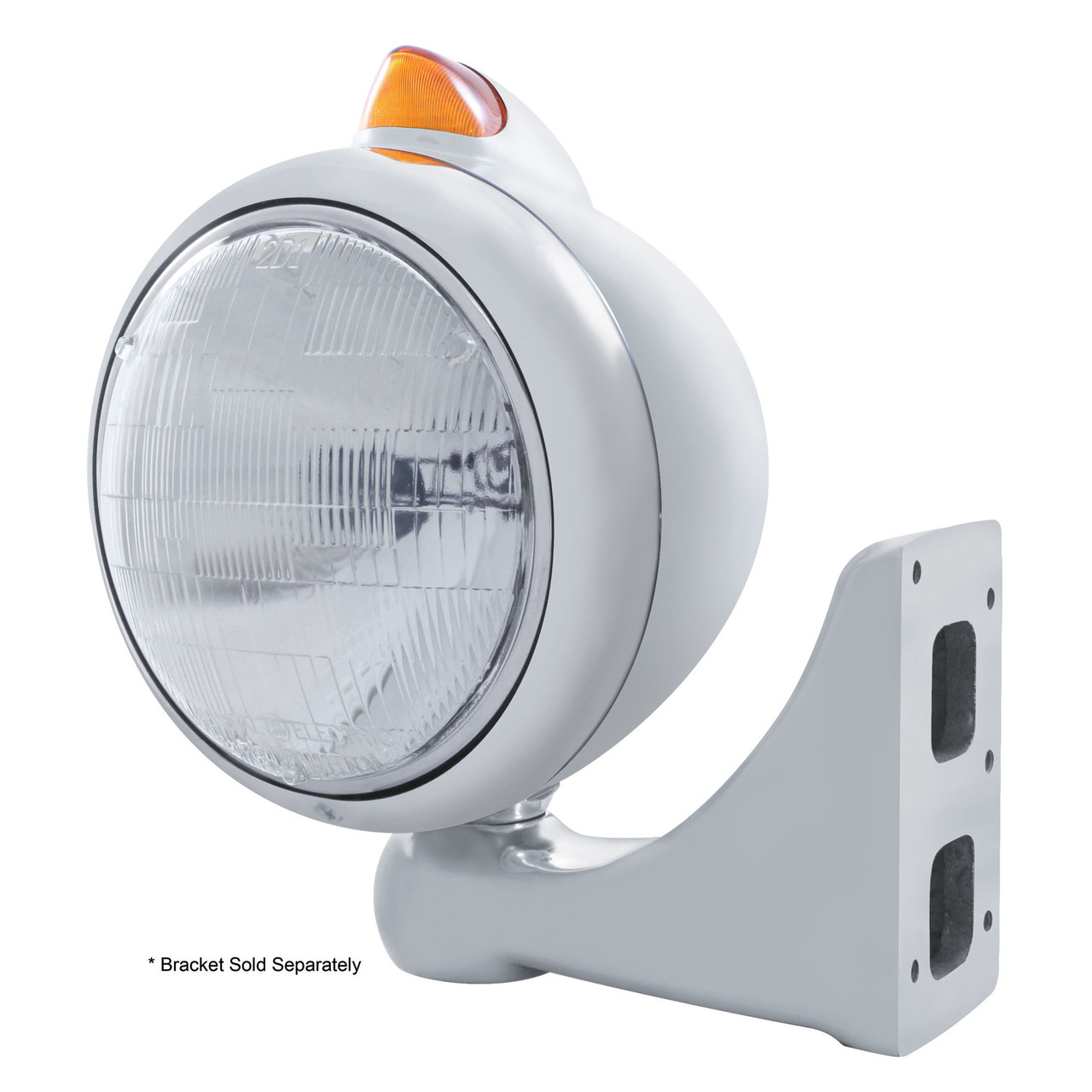 Stainless Steel Guide 682-C Headlight 6014 & Original Style LED Signal - Amber Lens