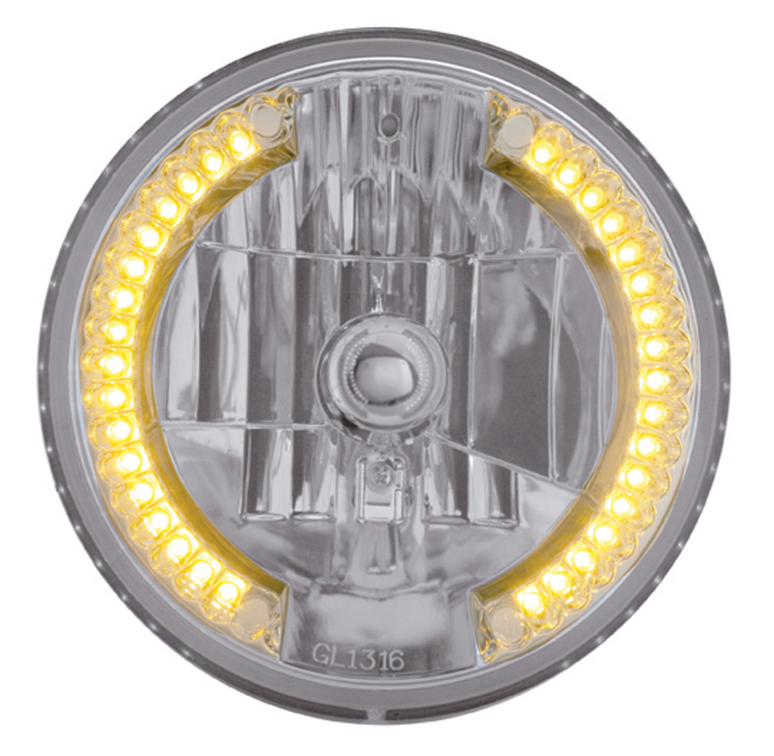 7" Crystal Headlight w/ 34 White LED Position Light