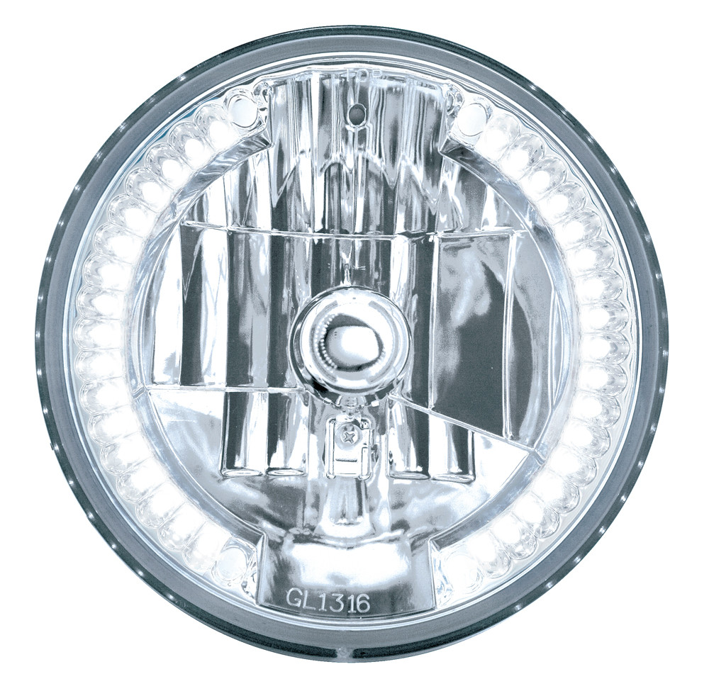 7" Crystal Headlight w/ 34 White LED Position Light