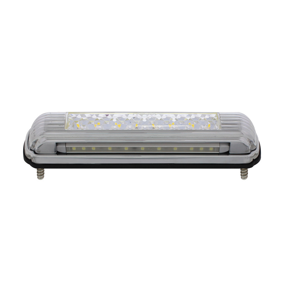 Chrome License Plate Light With White LED Backup Light - White LED/Clears Lens