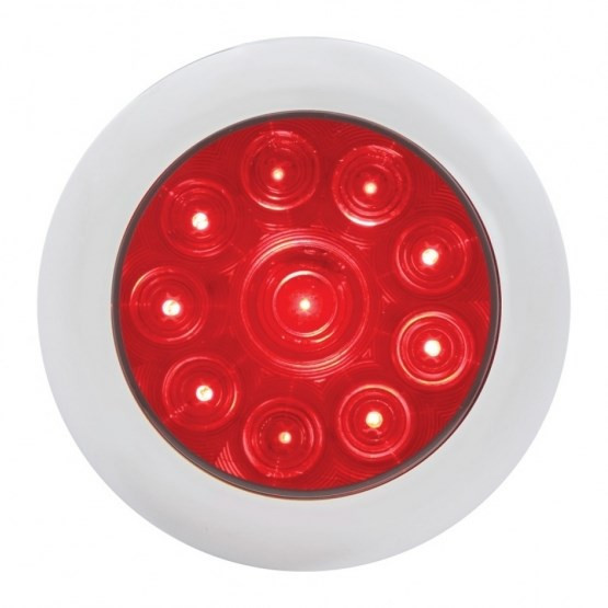 10 LED 4" Stop, Turn & Tail Light w/ Bezel - Red LED/Red Lens