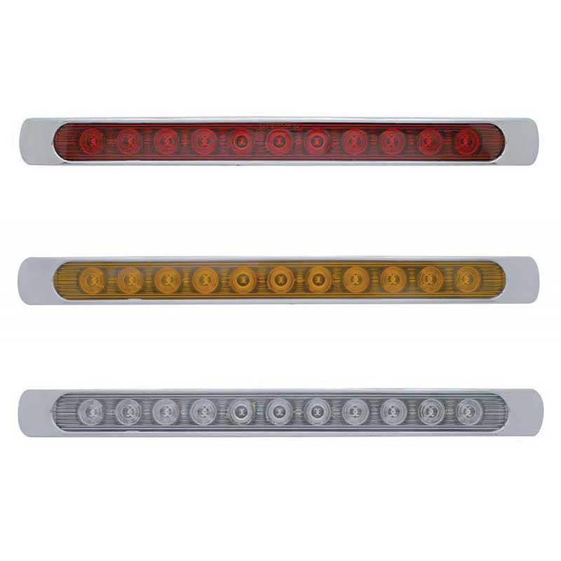 11 LED 17" Stop, Turn & Tail Light Bar w/ Chrome Bezel - Red LED/Red Lens