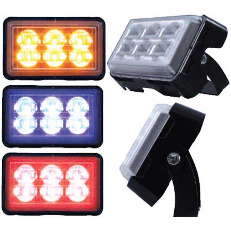 6 High Power LED Rectangular Warning Light W/ Bracket - Amber LED
