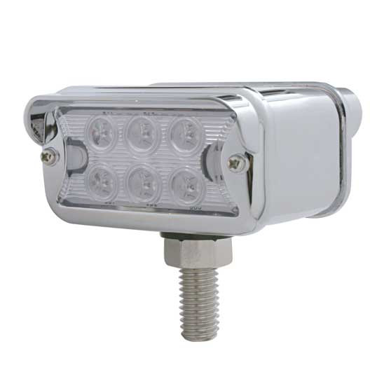 6 LED Dual Function T Mount Double Face Light W/ Horizontal Visor - Amber & Red LED/Amber & Red Lens