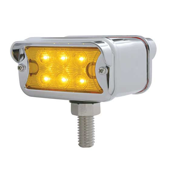 6 LED Dual Function T Mount Double Face Light W/ Horizontal Visor - Amber & Red LED/Amber & Red Lens