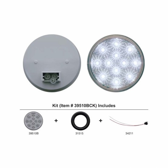 12 LED 4" Reflector Auxiliary/Utility Light - White LED/Clear Lens