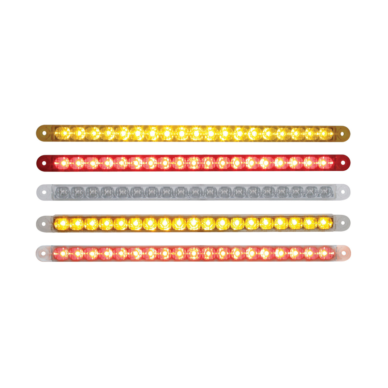 19 LED 12" Reflector Turn Signal Light Bar - Amber LED/Amber Lens