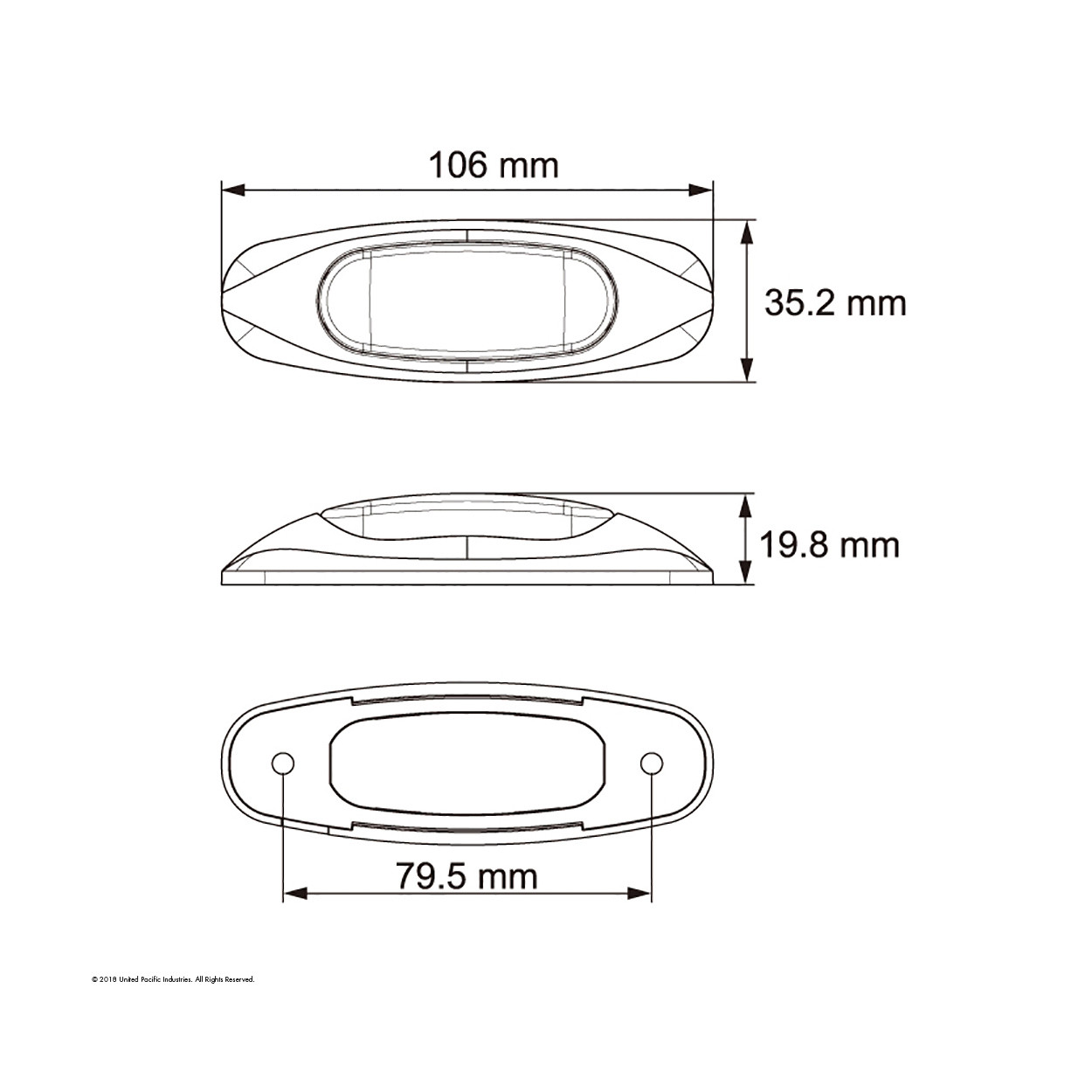 3 LED Clearance/Marker Light - Amber LED/Amber Lens United Pacific 37647