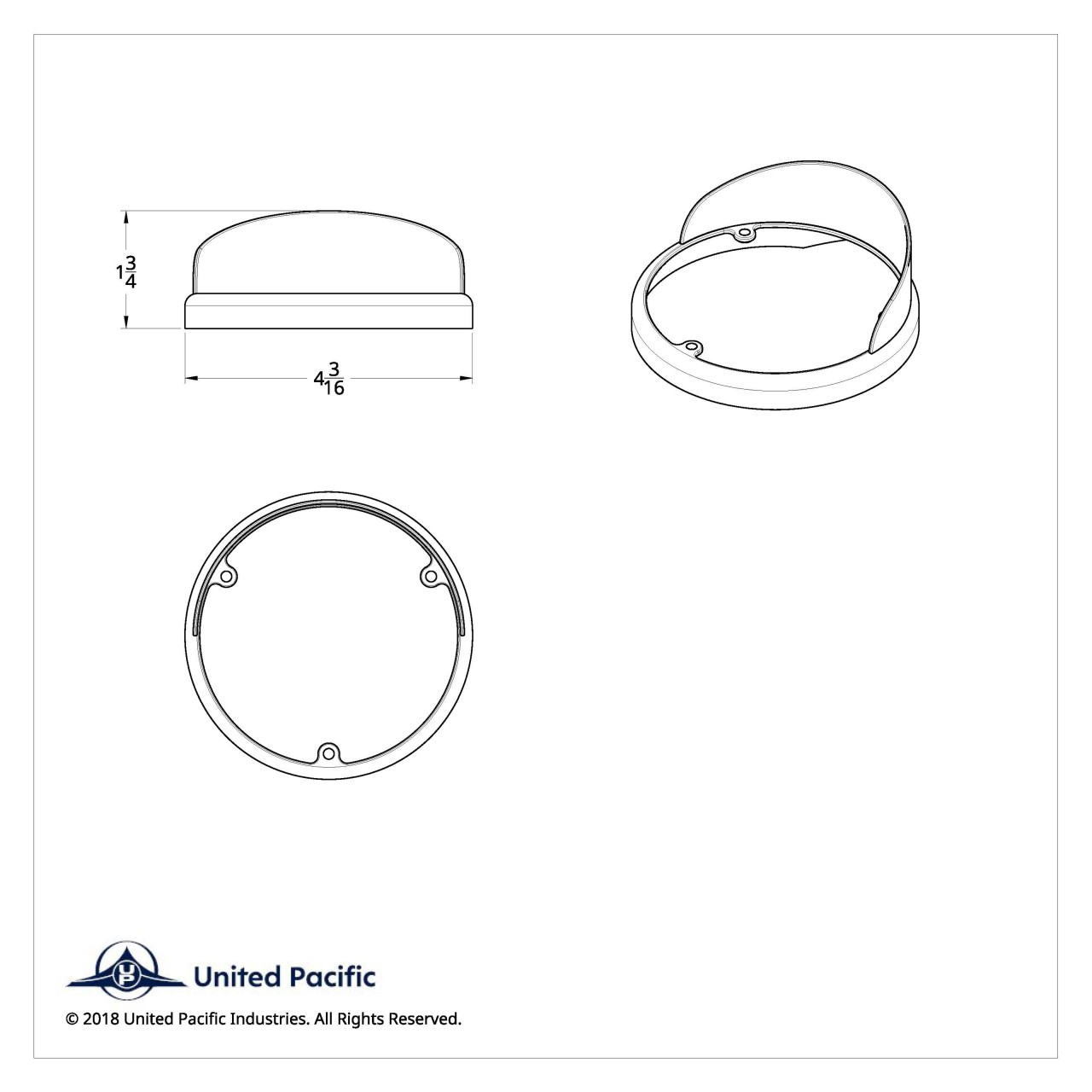 LED Round Double Face Light Bezel W/ Up Side Down Visor - Fits Up 38103 Series