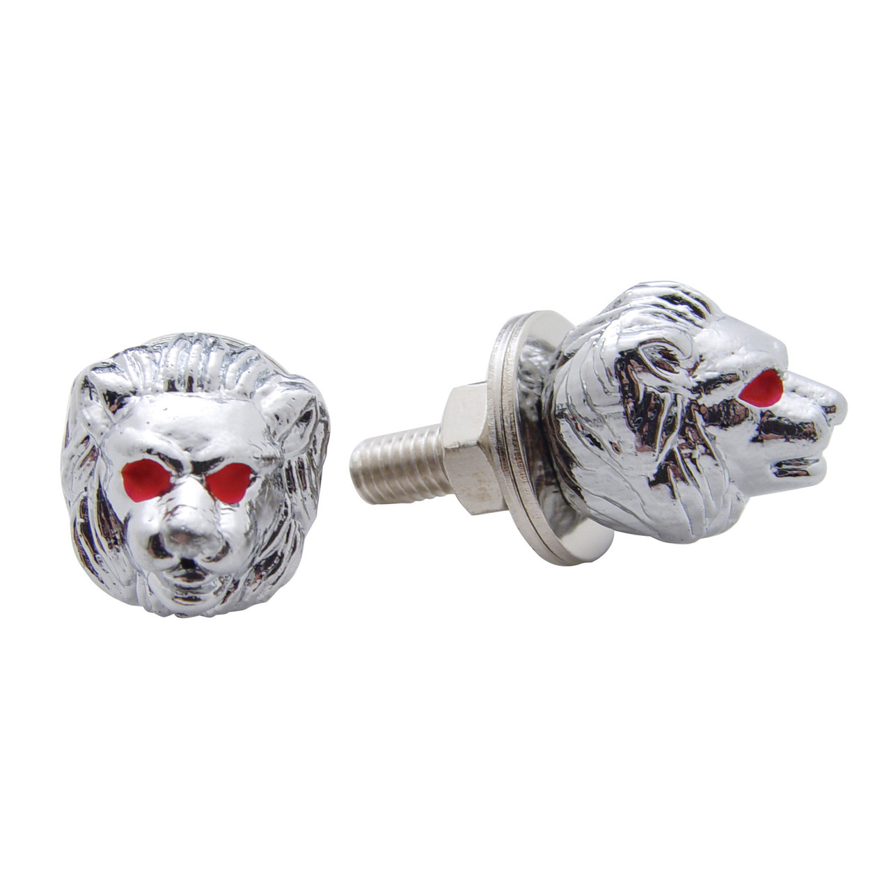 Chrome Lion Head License Plate Fastener (2 Pack)