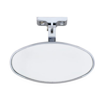 Oval Chrome Plated Aluminum Interior Rear View Mirror With Screw-On Mount