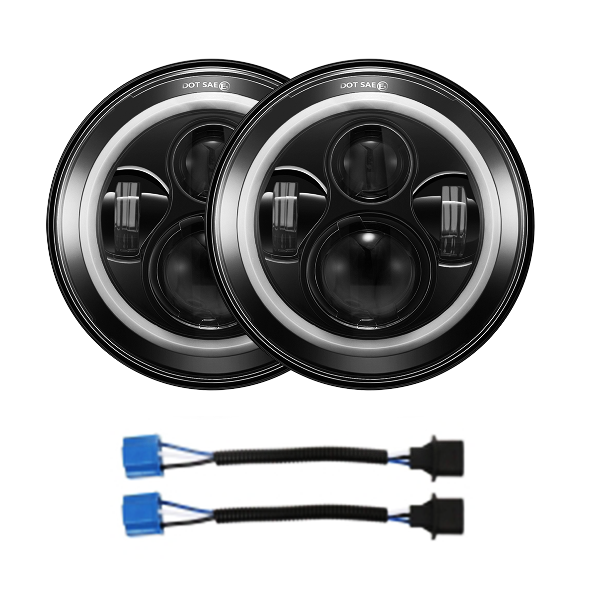 7 Universal Round Headlights (Chrome/Black)