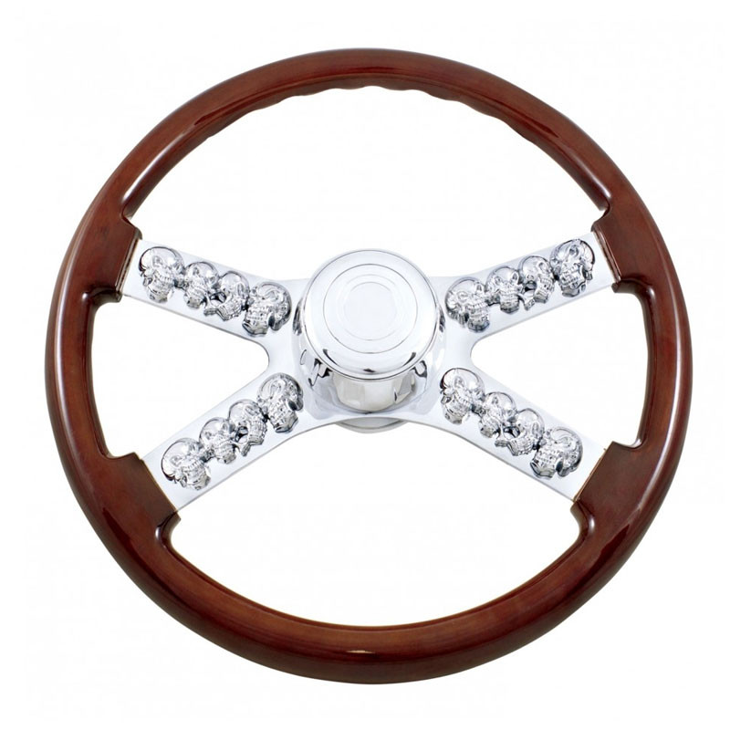 18" Skull Steering Wheel w/ Hub For 1998 - 2005 Peterbilt, 2001 - 2002 Kenworth