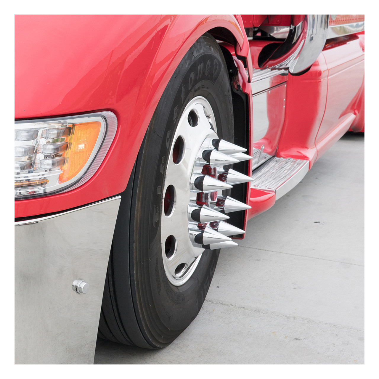 33mm X 4 1/8" Chrome Plastic Spike Nut Cover - Thread-On