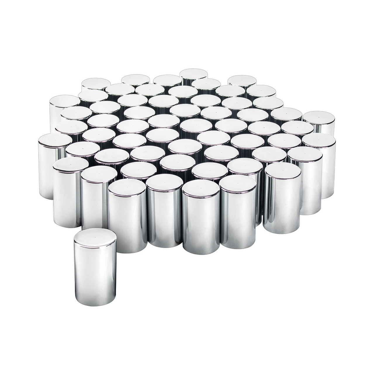 33mm x 3-1/2" Chrome Plastic Cylinder Nut Cover - Thread-On (Color Box of 60)