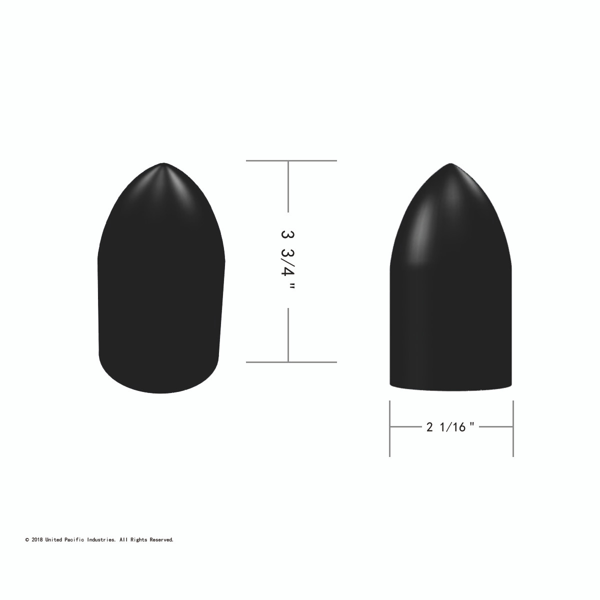 33mm X 3 7/8" Black Bullet Nut Cover - Thread-On