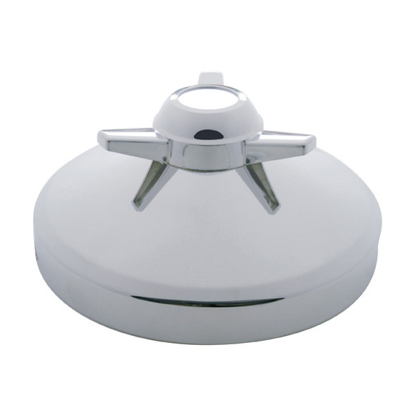 8" Chrome Rear Hub Cap w/ 3 Bar Straight Spinner