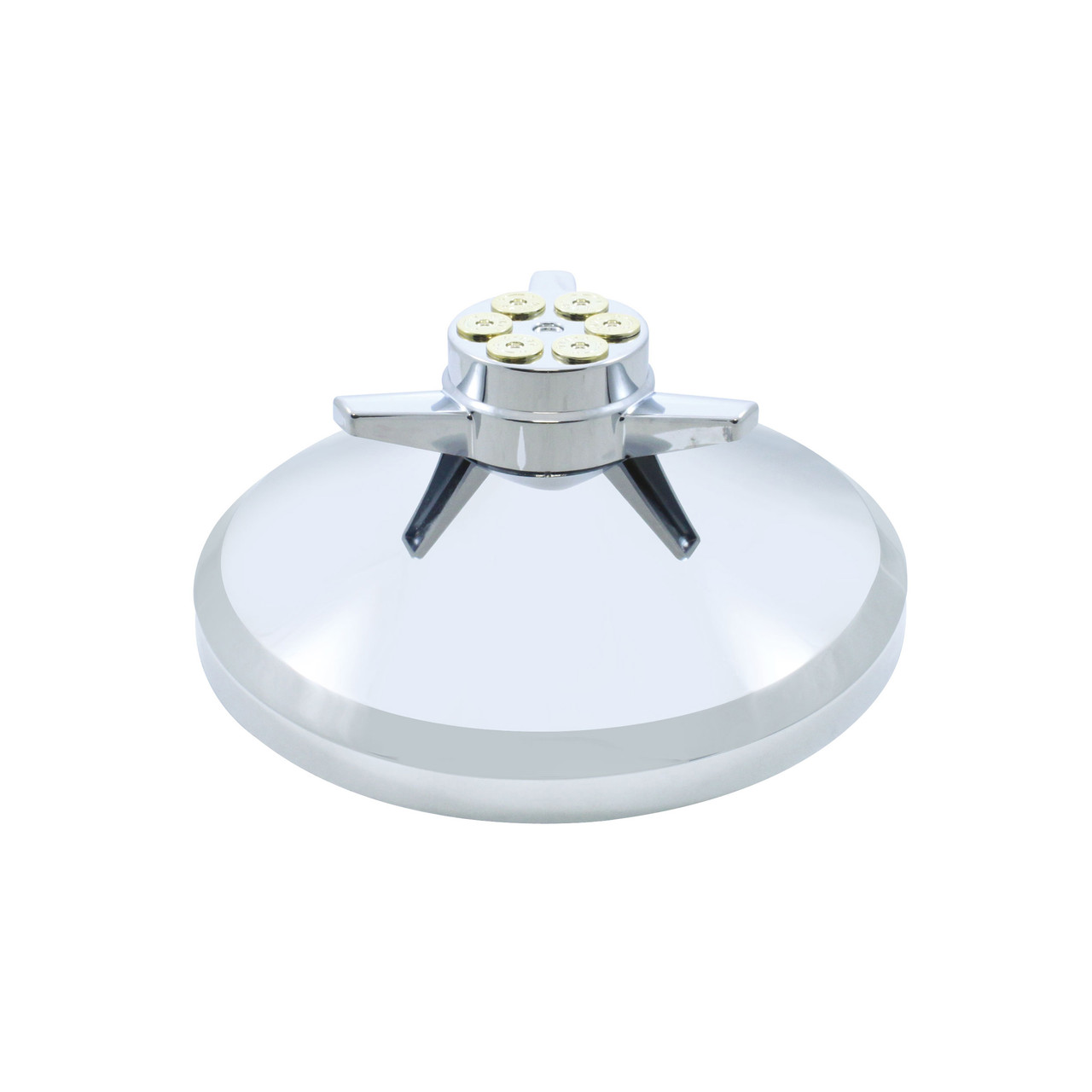 Chrome Rear Axle Cover Hub Cap w/Gun Cylinder Spinner