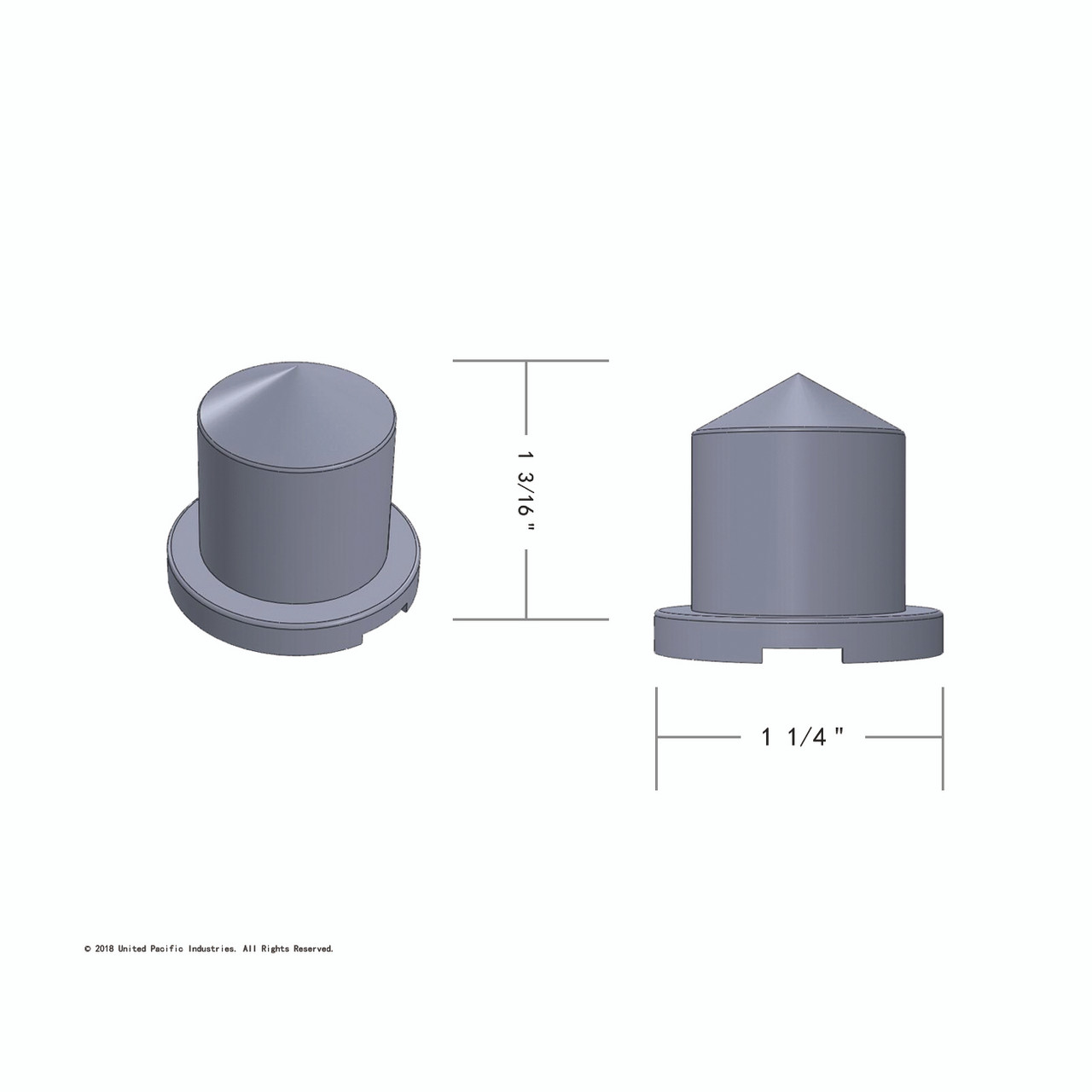 11/16" X 1 1/4" Chrome Plastic Pointed Nut Cover - Push-On