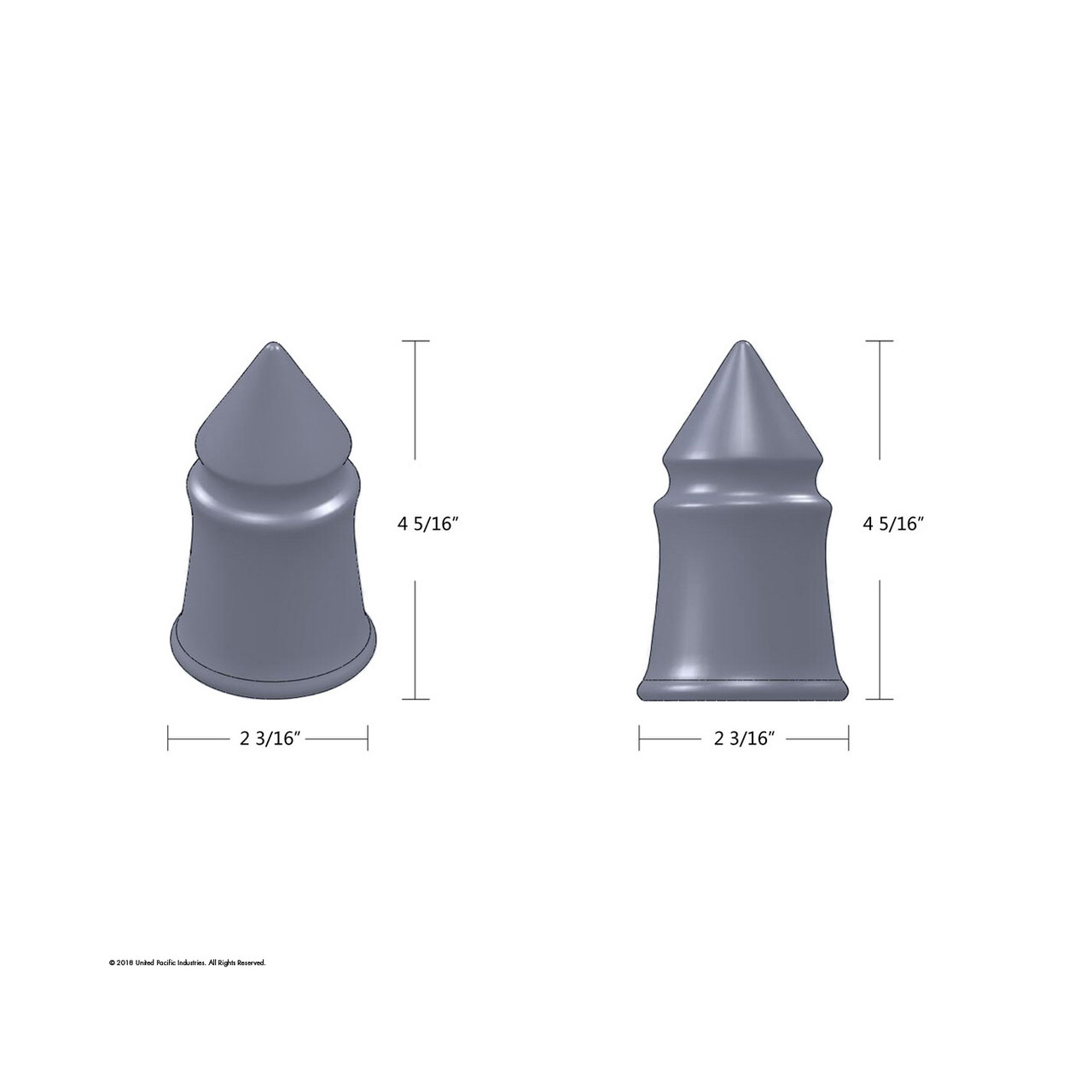 33mm X 4 3/8" Chrome Plastic V-Spike Nut Cover - Push-On