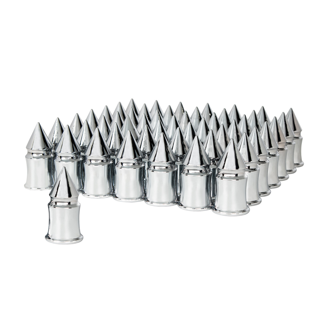 33mm X 4-3/8" Chrome Plastic V-Spike Nut Cover - Push-On (60 Pack)