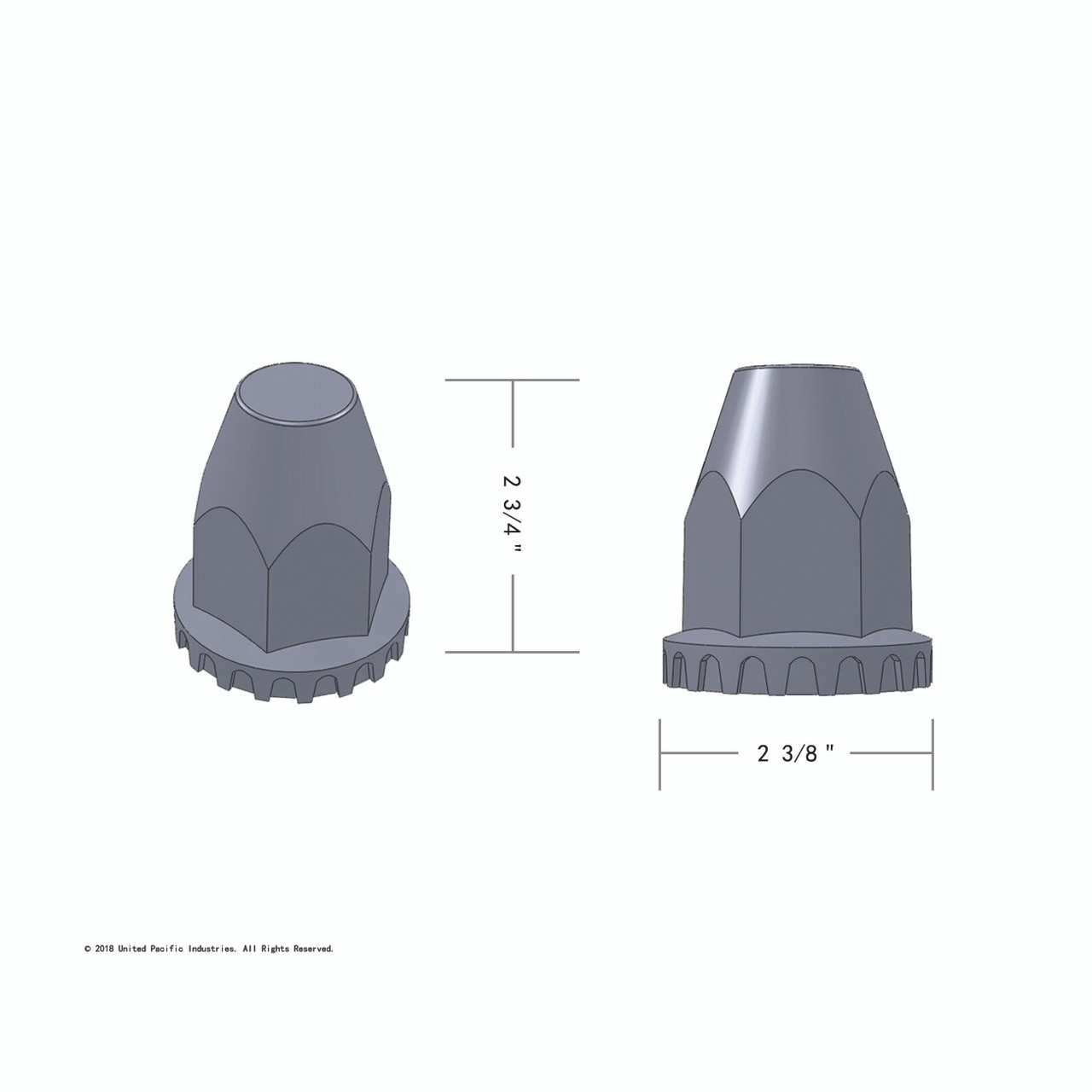 33mm X 2 3/4" Australian Volvo Nut Cover With Flange - Push-On