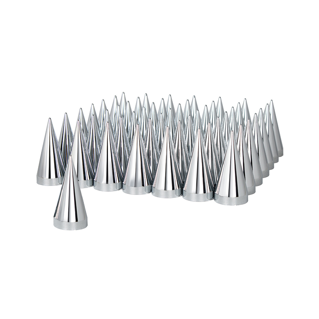 33mm x 4 1/2" Chrome Plastic X Spike Nut Cover - Thread-On (Box of 10)
