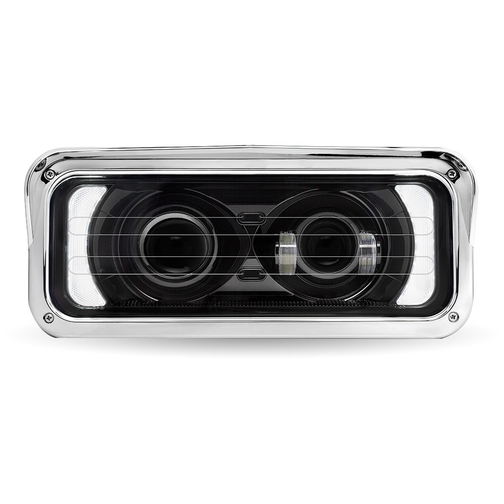 Heated Chrome Backlit LED Projector Headlight Assembly