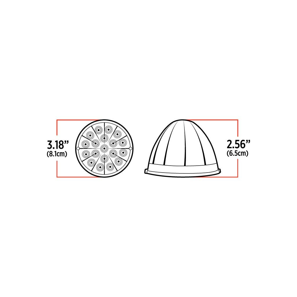 Clear Amber Watermelon LED with Reflector Cup & Lock Ring (19 Diodes)