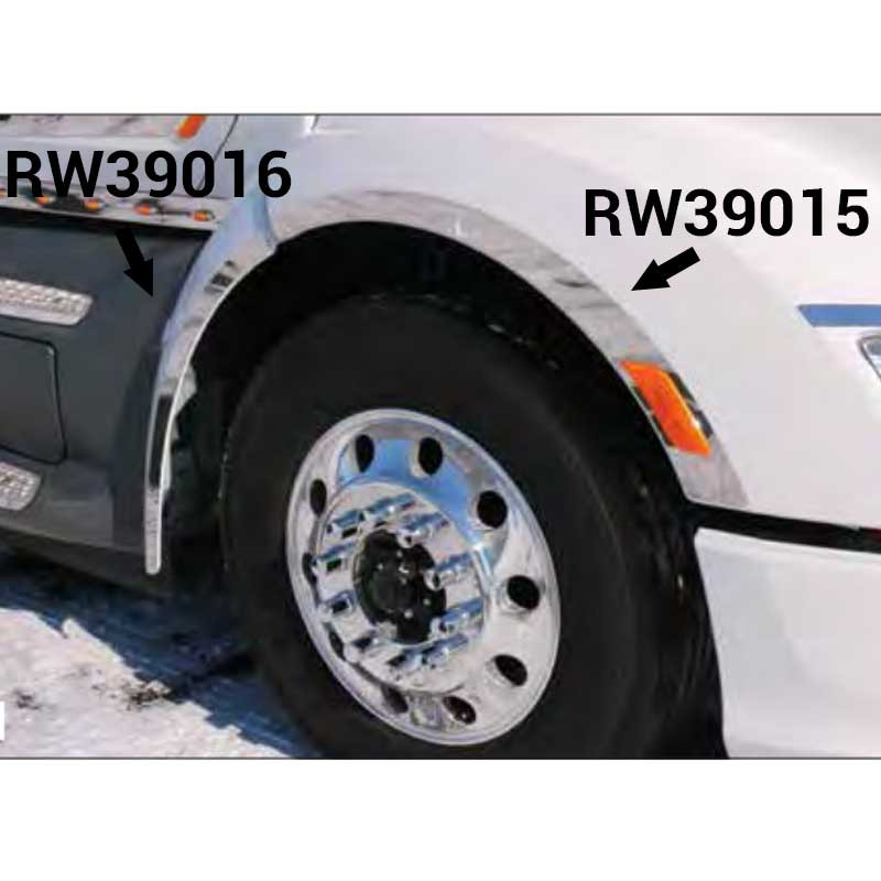 Stainless 579 Fender Trim for the Hood and Cab Fairing Section - Mounts on Cab Fairing